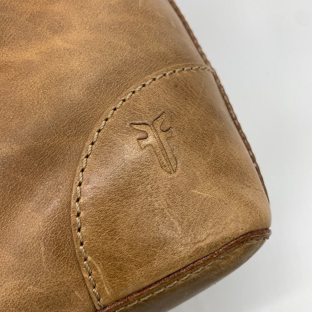 Frye Leather Handbags Melissa Drawstring Hobo Bag Brown Beige Color Purse (NWT) - Picture 10 of 16